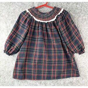 Marie Nicole Smocked Plaid Flannel Dress - Girls Size M 2T